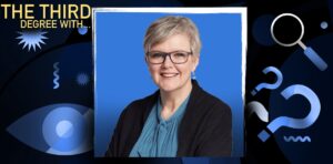 CEO Jo Toohey smiles at the camera with the words The Third Degree written in the top left corner.